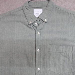 Casavva Shirt Medium Green Herringbone Flannel Made in USA Brooklyn